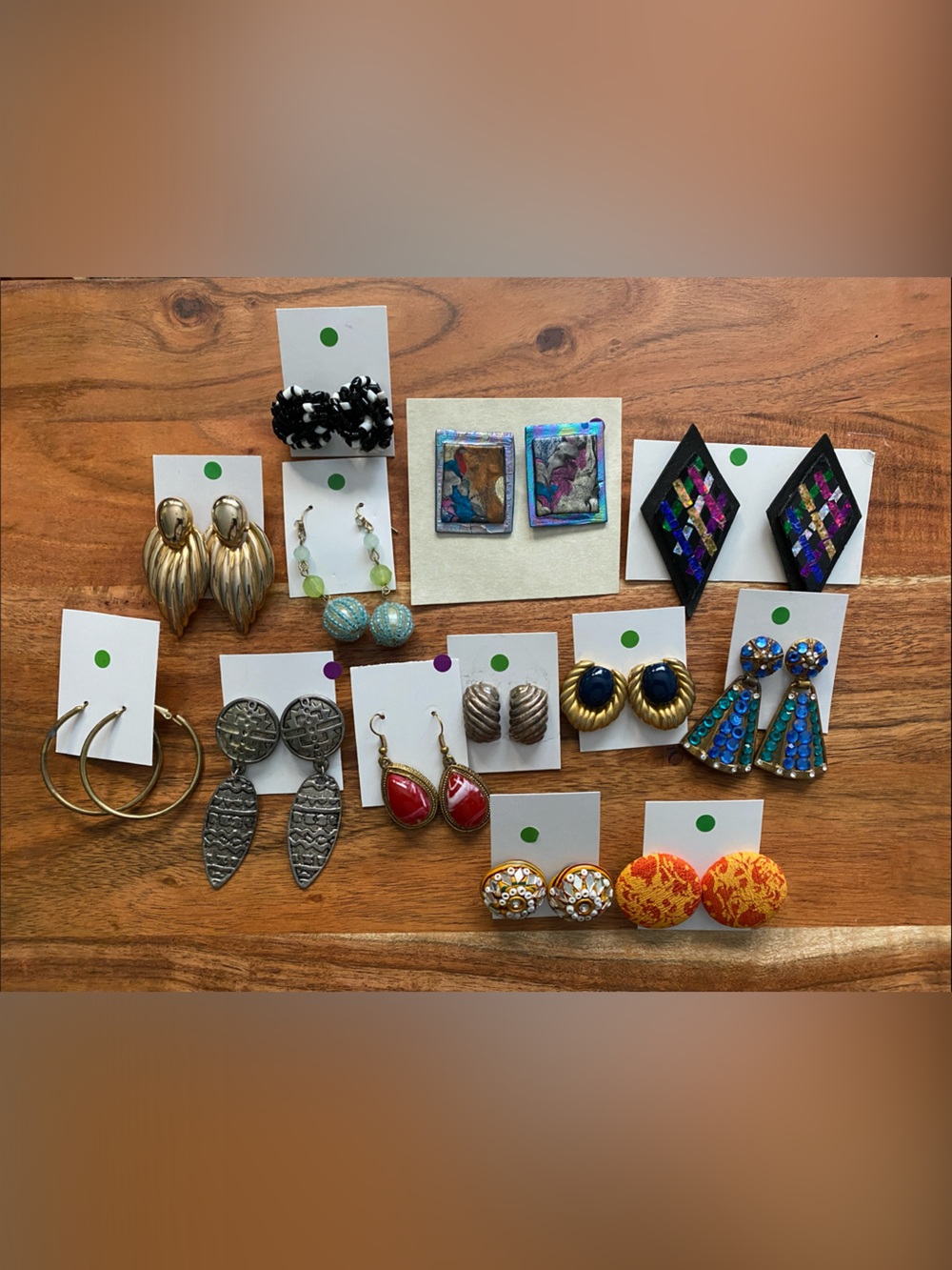 A lot of 13 pairs of vin age post and dangle earrings